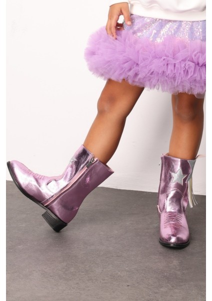 Pembe Yıldız ve Püskül Detaylı Kız Çocuk Kovboy Bot modelleri