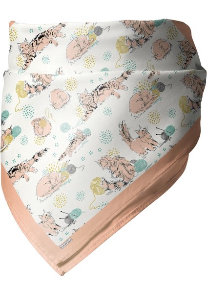 Yün Topu Kedili Desen Bandana Fular modelleri