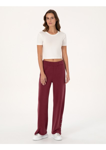 Kadın Vişne Flare Fit Eşofman Altı 50309213-VR223