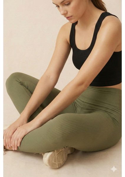 Kadın Fitilli Miflonlu Tayt | Yüksek Bel – Mint Yeşili fiyatları