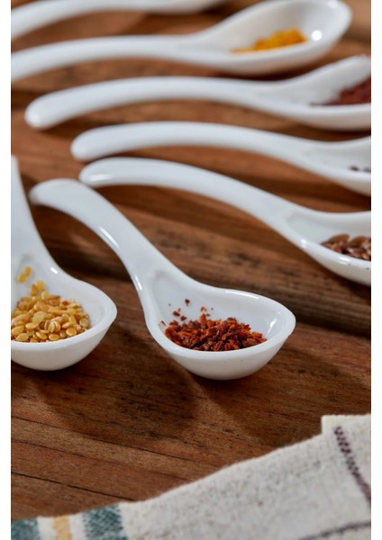 6'lı Porselen Beyaz Reçel,bal ve Baharat Kaşığı fırsatları