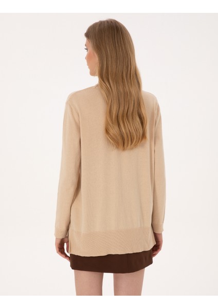 Kadın Bej Comfort Fit Tam Balıkçı Yaka Basic Kazak 50316385-VR011 indirimleri