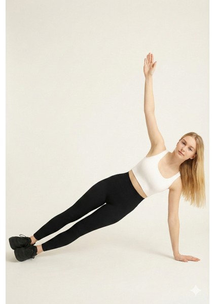 Kadın Fitilli Miflonlu Tayt | Yüksek Bel – Siyah modelleri