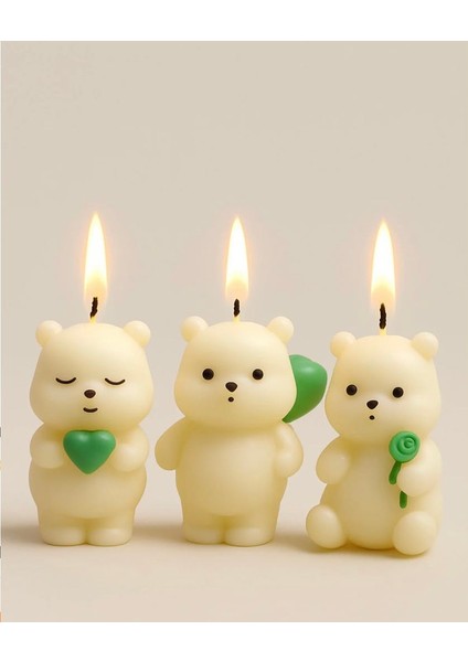 El Yapımı Doğum Günü, Babyshower Pasta Süsleme Mumu 3'lü Set