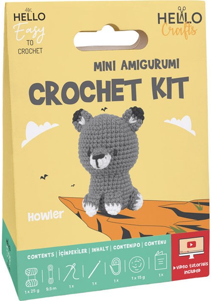 Minik Köpek Amigurumi Yapım Kiti Türkçe Klavuz ve Videolu Anlatım (Howler)