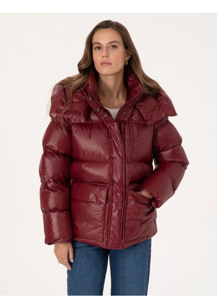 Kadın Bordo Oversize Mont 50309064-VR014