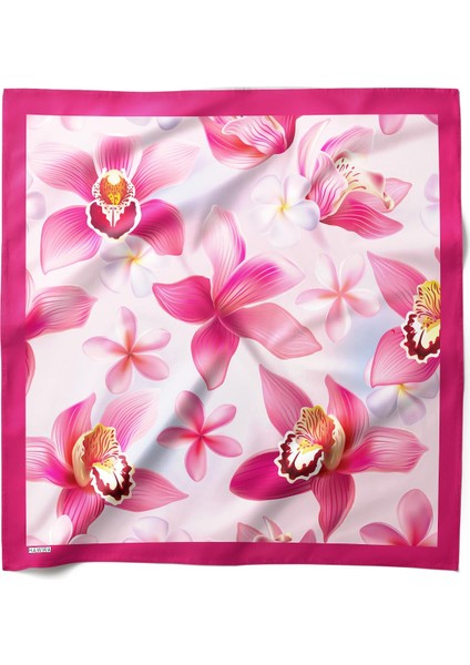 Pembe Orkide Desenli Banadan Fular