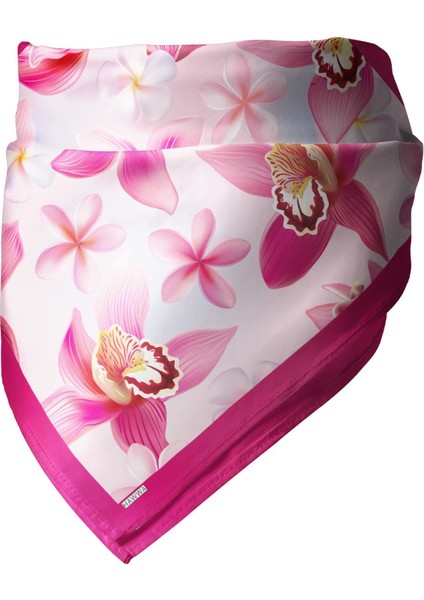 Pembe Orkide Desenli Banadan Fular modelleri