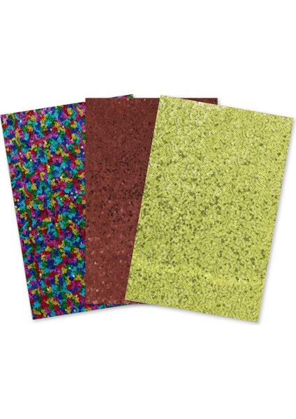 Pullu Pırıltılı Yapışkanlı Yaratıcı Eğlenceli El Işi Kumaş 3 Farklı Renk