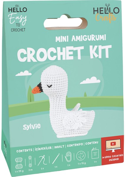Minik Kuğu Amigurumi Yapım Kiti Türkçe Klavuz ve Videolu Anlatım (Sylvie)
