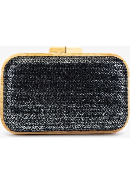 Kadın Vegan Siyah Abiye Çanta 1083 024 Bn Cnt SK25-26 Sıyah Hasır