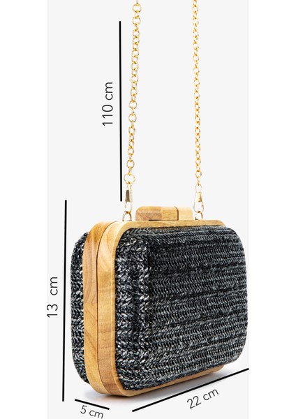 Kadın Vegan Siyah Abiye Çanta 1083 024 Bn Cnt SK25-26 Sıyah Hasır fiyatları