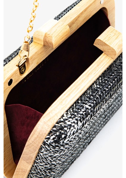 Kadın Vegan Siyah Abiye Çanta 1083 024 Bn Cnt SK25-26 Sıyah Hasır modelleri