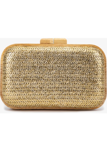 Kadın Vegan Gold Abiye Çanta 1083 024 Bn Cnt SK25-26 Altın Hasır