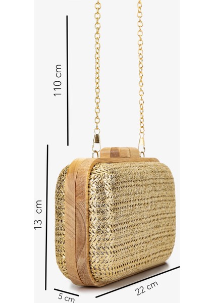 Kadın Vegan Gold Abiye Çanta 1083 024 Bn Cnt SK25-26 Altın Hasır fiyatları