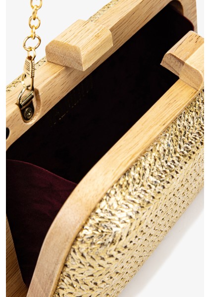 Kadın Vegan Gold Abiye Çanta 1083 024 Bn Cnt SK25-26 Altın Hasır modelleri