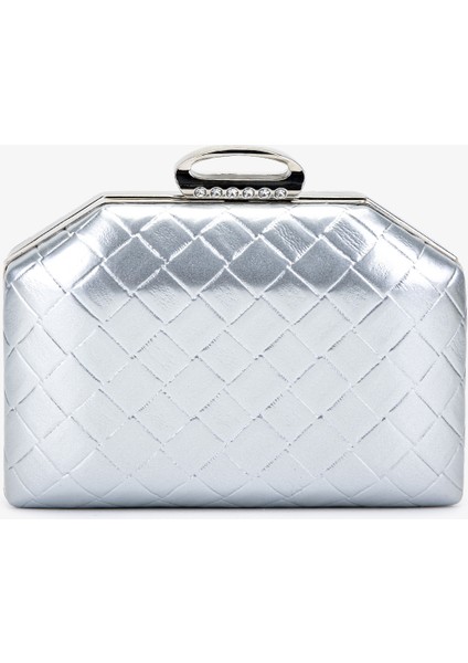 Kadın Vegan Gümüş Abiye Çanta 1083 025 Bn Cnt SK25-26 Gumus Orgu