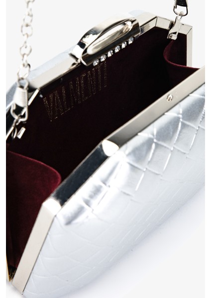 Kadın Vegan Gümüş Abiye Çanta 1083 025 Bn Cnt SK25-26 Gumus Orgu modelleri