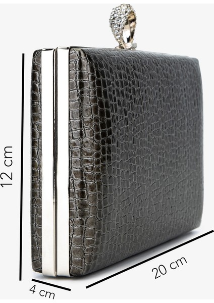 Kadın Vegan Gri Abiye Çanta 1083 030 Bn Cnt SK25-26 Antrasıt Kroko fiyatları