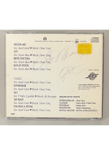 Sezen Aksu Git CD (Orijinal 1995 Dönem Baskı CD Sarı Bandrol) fiyatları