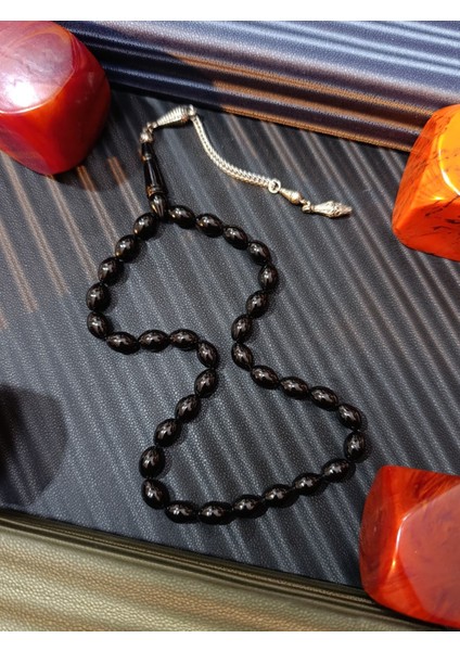 Siyah Çubuk Kehribar Tesbih