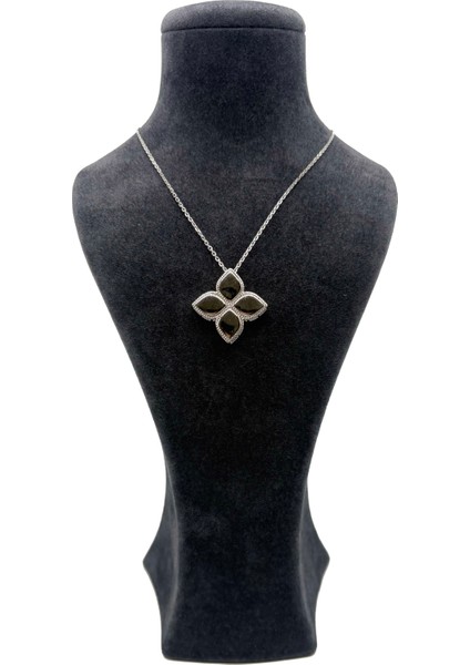 Gümüş Yonca Kolye Zincirli