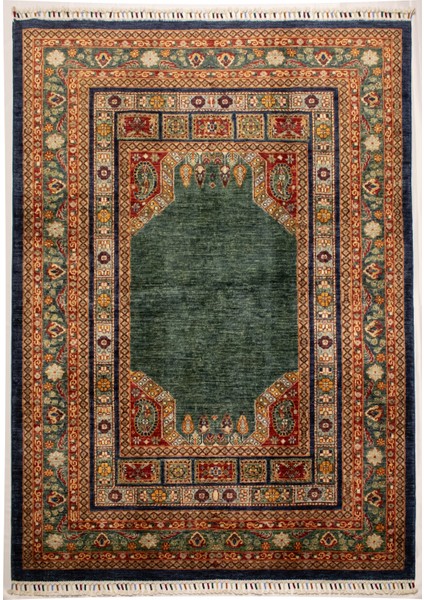 El Dokuma Afgan Halı Yeşil Renk 3 Metre Kare