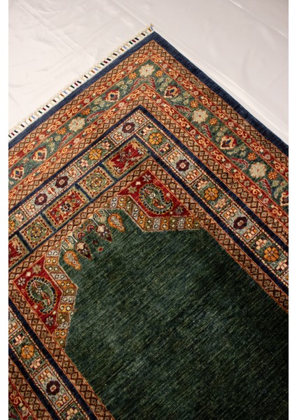 El Dokuma Afgan Halı Yeşil Renk 3 Metre Kare indirimleri