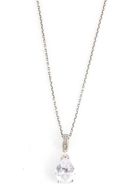 925 Ayar Gümüş Damla Zirkon Taşlı Kolye fiyatları