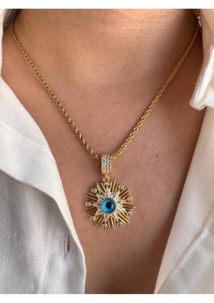 Nazar Boncuklu Saçak Yıldız Kolye