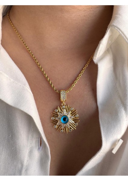 Nazar Boncuklu Saçak Yıldız Kolye modelleri