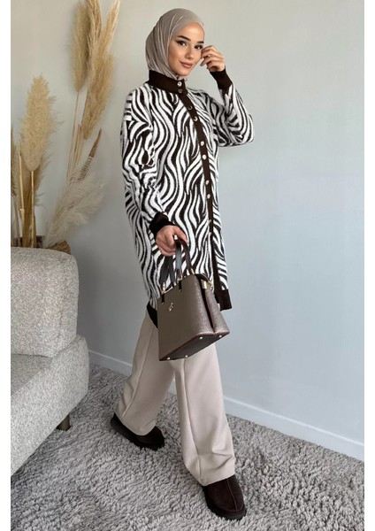 Desenli Angora Tesettür Triko Hırka P-00019199 modelleri