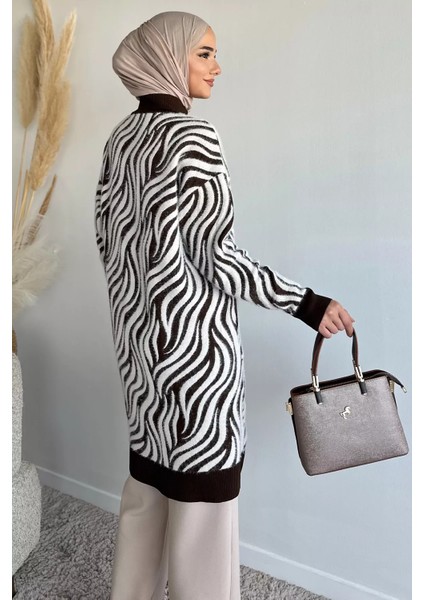 Desenli Angora Tesettür Triko Hırka P-00019199 fırsatları