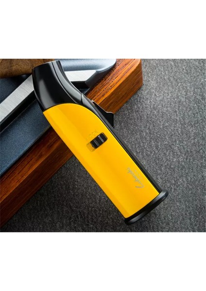 Yeni Stil Tek Torch Masa Çakmağı Sarı-Siyah