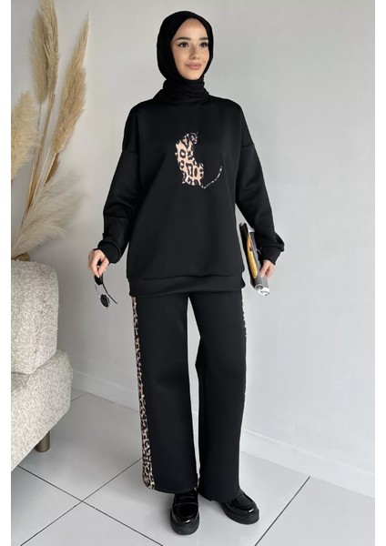 Leopar Desenli Kadın Tesettür Tunik Pantolon Ikili Takım P-00019102 fiyatları