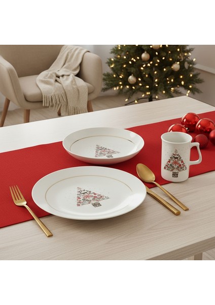 Yeni Yıl Camelia 3 Parça Tek Kişilik Bone Yemek Takımı - 6268