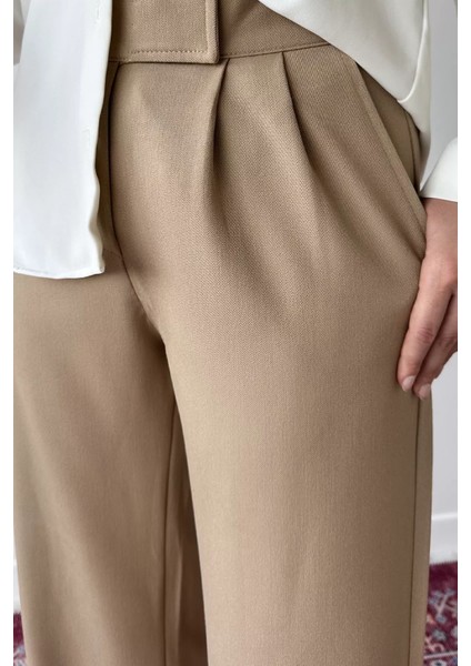 Kadın Bel Lastikli Cırtlı Tesettür Palazzo Pantolon P-00019084 fırsatları