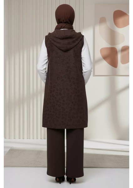 Kapüşonlu Yelek Tunik Pantolon Tesettür Üç Lü Takım P-00019144 fiyatları