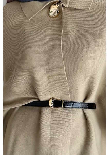 Gülseli Kadın Gold Düğmeli Kemer Detaylı Triko Panço Pantolon Tesettür Ikili Takım P-00019028 fırsatları