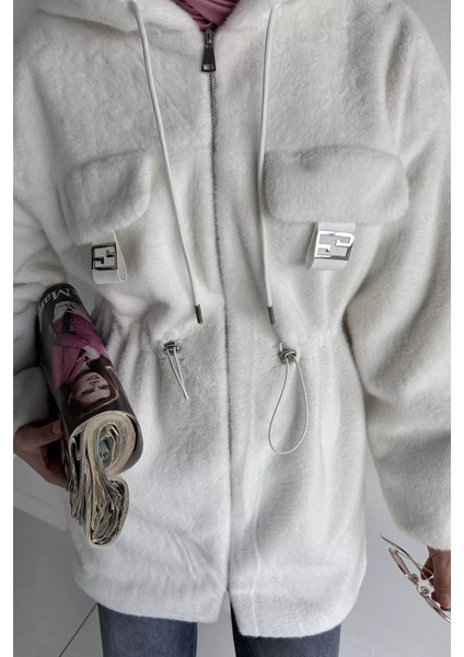 Gülseli Kadın Kapüşonlu Tesettür Peluş Mont P-00019080 fırsatları