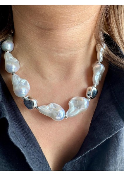 Geometrik Tatlı Su Incisi Kolye