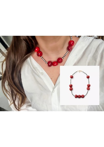 Marka Boncuklu Kiraz Kolye