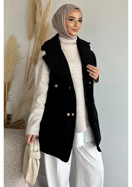 Astarlı Bel Lastikli Kapitoneli Tesettür Şişme Yelek P-00019154