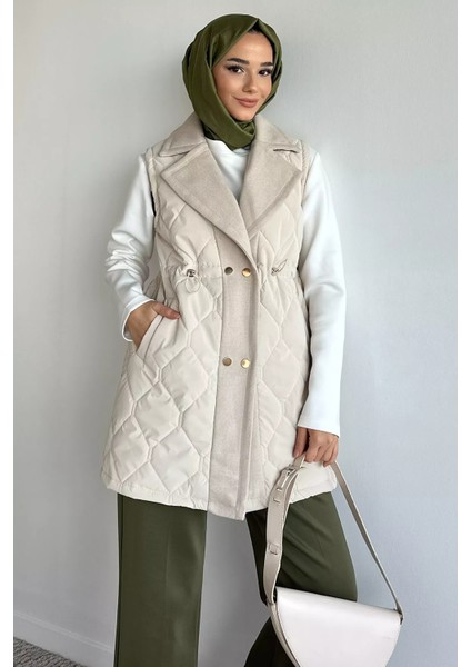 Astarlı Bel Lastikli Kapitoneli Tesettür Şişme Yelek P-00019154 fiyatları