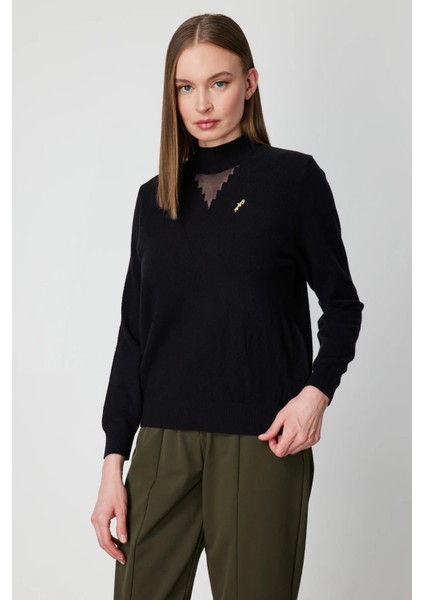 Yakası Tül Detaylı Pamuklu Triko Kazak 60342-26K fiyatları