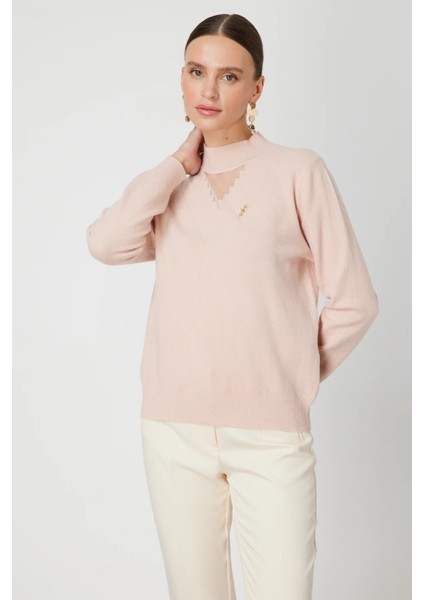 Yakası Tül Detaylı Pamuklu Triko Kazak 60342-26K fiyatları