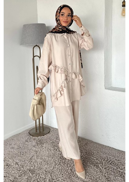 Taş Işlemeli Tunik Pantolon Tesettür Ikili Takım P-00017905