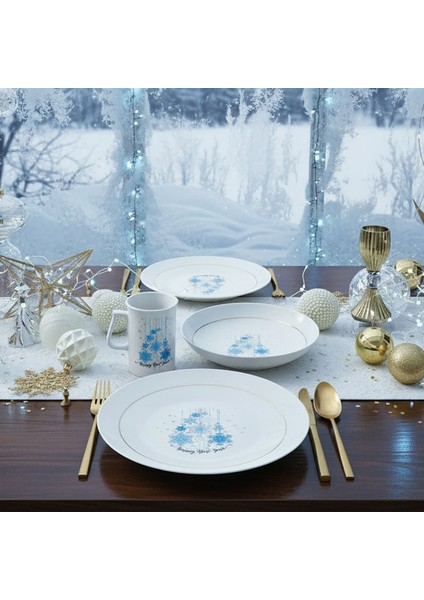 Yeni Yıl Camelia 3 Parça Tek Kişilik Bone Yemek Takımı - 6483