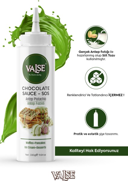 Gerçek Antep Fıstıklı, Gerçek Çikolatalı Sos Set 4 x 330 gr (Antep Fıstıklı, Sütlü ,beyaz, Bitter) fiyatları