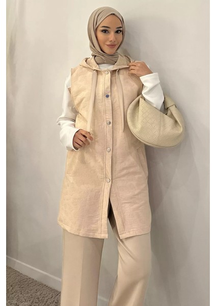 Kapüşonlu Yelek Tunik Pantolon Tesettür Üç Lü Takım P-00019144 modelleri